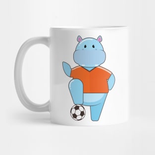 Hippo as Soccer player with Soccer ball Mug